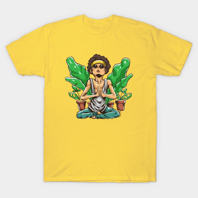 Yoga meditation with plants T-Shirt by Chromalabs